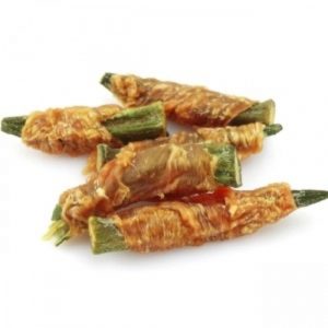 Chicken Wrapped Okra Dog Treats