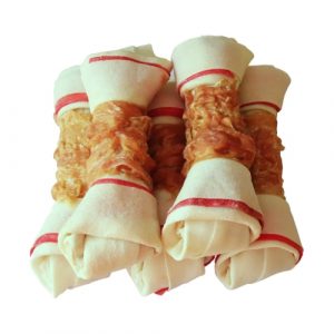 Chicken Wrapped Two Color Rawhide Knotted Bone