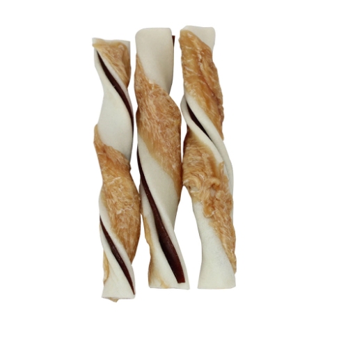 Chicken Wrapped Dental Flat Filled Rawhide Twists
