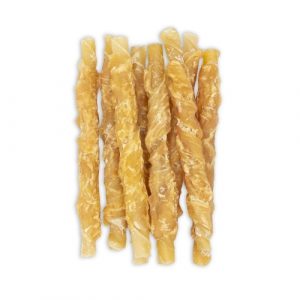 Chicken Wrapped Natural Rawhide Twisted Stick Dog Treats