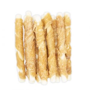 Chicken Wrapped Rawhide Twisted Stick Dog Treats