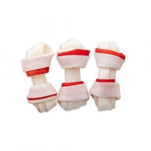 Rawhide Knotted Bone with two colors Dog Treats
