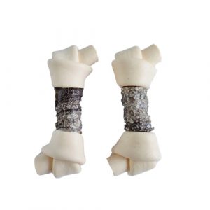 Fish Skin and Rawhide knotted Bone Dog Treats