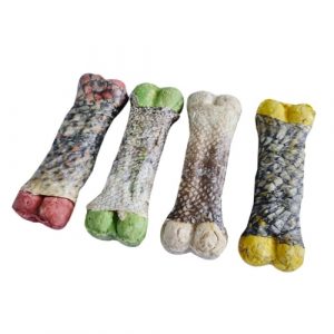 Fish Skin Wrapped Rawhide Bone Dog Treats